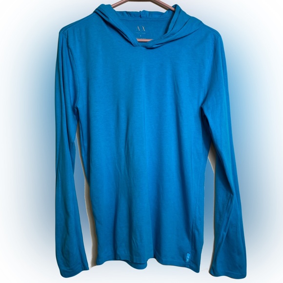 Armani Exchange Tops - Armani Exchange Blue Hoodie Size Small Great Stretch Long Sleeve Pullover Top